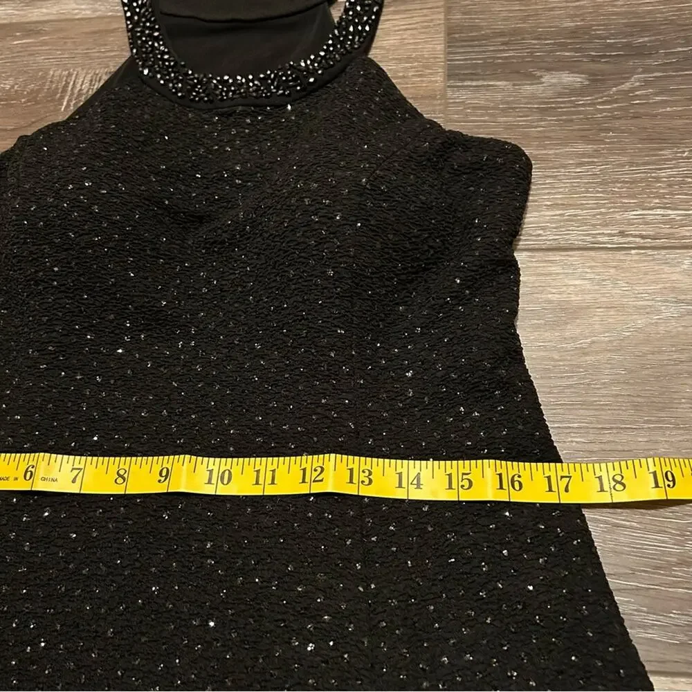 Betsy & Adam Black Sparkly Dress, Size 12, Beaded, Mini, Dinner, Gown, Prom - Picture 10 of 12